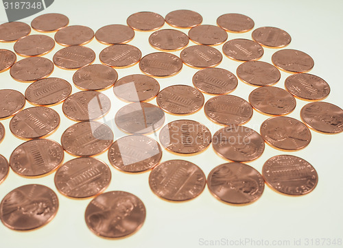 Image of Dollar coins 1 cent wheat penny cent