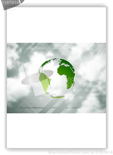 Image of Eco globe on sky background. Flyer design