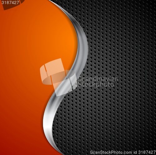 Image of Metal wave and black perforated texture background