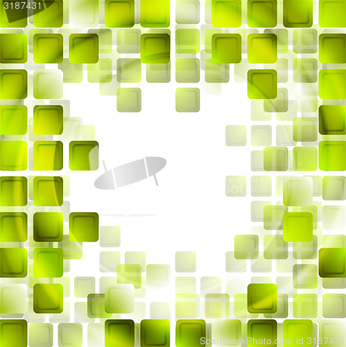 Image of Green tech squares on white background