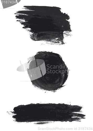 Image of Set of black grunge watercolor blots