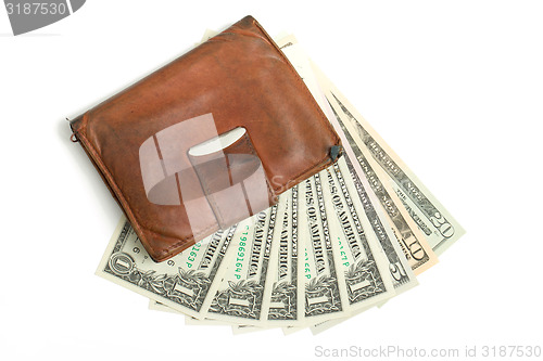 Image of leather wallet with money