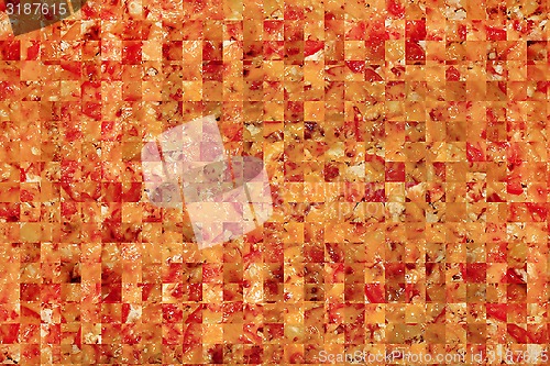 Image of abstract cut fragments of appetizing pizza