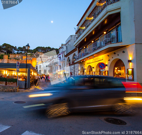 Image of Tossa de Mar, Passeig del Mar street at summer evening