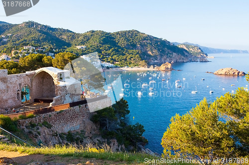 Image of Tossa de Mar bay with boats