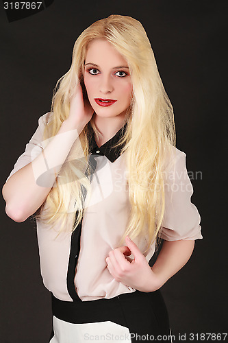 Image of Portrait of a young blond woman with long hair