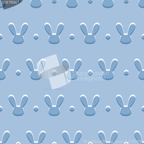 Image of Vector seamless blue background with rabbits