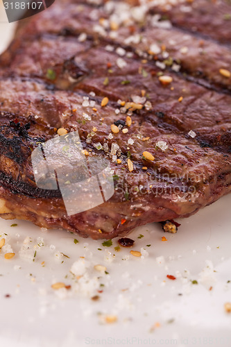 Image of Grilled beef steak with seasoning