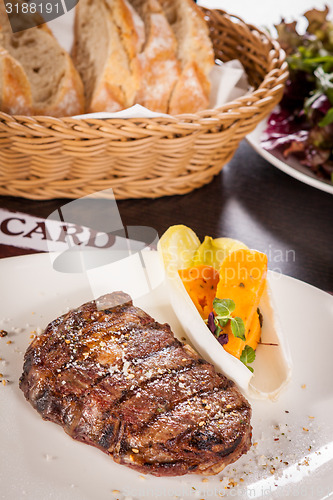 Image of Grilled beef steak with seasoning