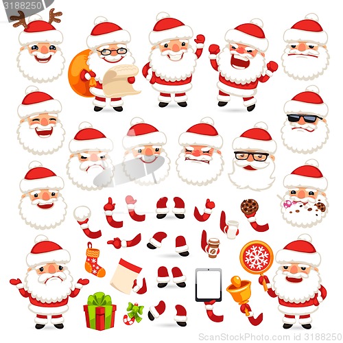 Image of Set of Cartoon Santa Claus for Your Christmas Design or Animation