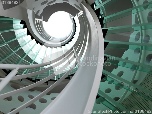 Image of modern glass spiral staircase