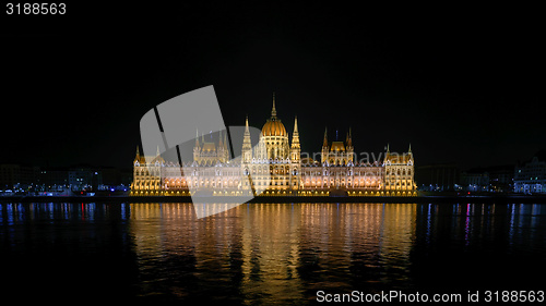 Image of Night detail of the Parliament building 