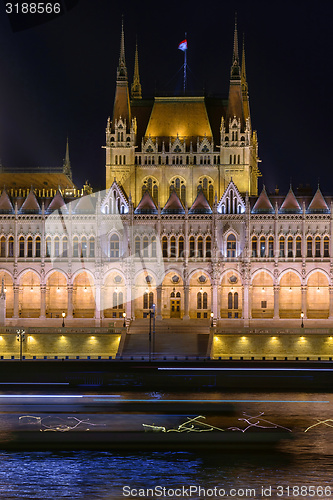 Image of Night detail of the Parliament building 