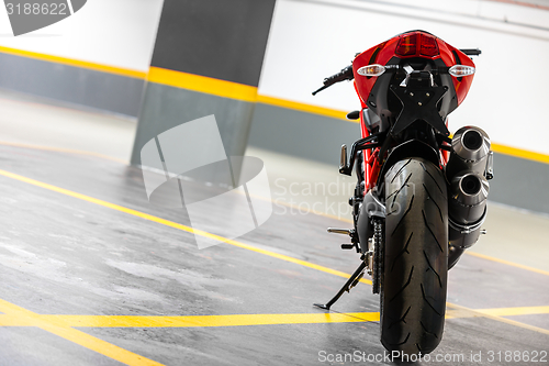 Image of Motorcycle parking in garage