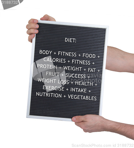 Image of Diet concept in plastic letters on very old menu board