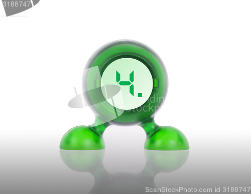 Image of Small green plastic object with a digital display