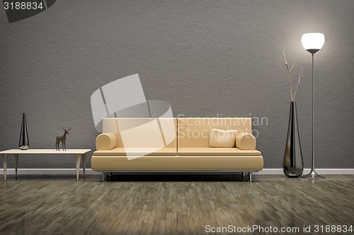 Image of green room with a sofa