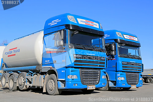 Image of Two Blue DAF XF 105 Trucks