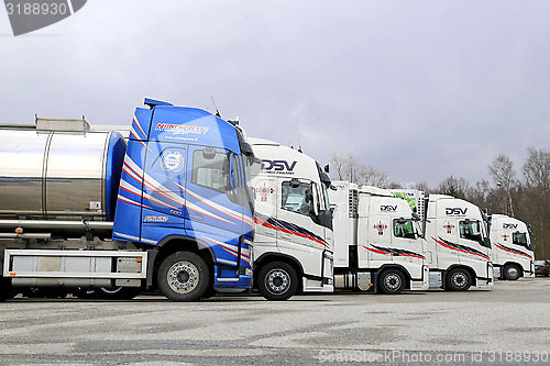 Image of Five Volvo Trucks Line Up
