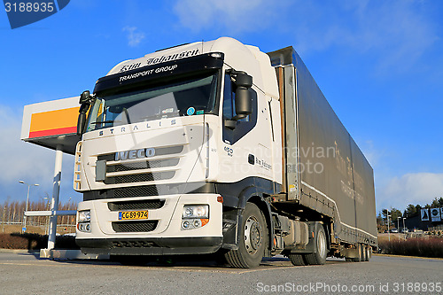 Image of Iveco Stralis 450 Semi Truck being Refueled