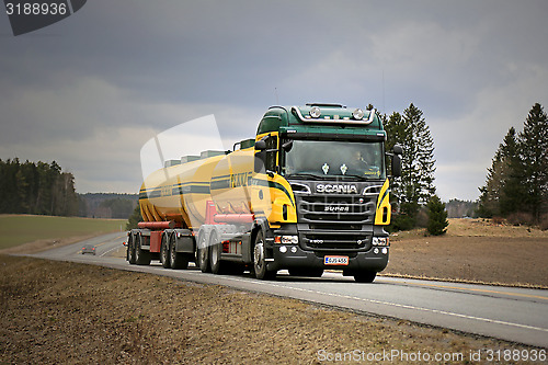 Image of Landscape of Scania R500 Tank Truck on The Road