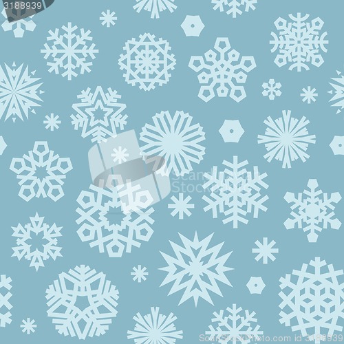 Image of Christmas Seamless Blue Pattern with a Snowflakes