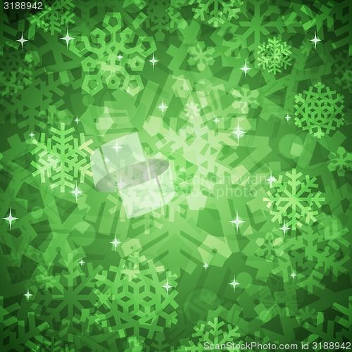 Image of Shiny Green Snowflakes Seamless Pattern for Christmas Desing
