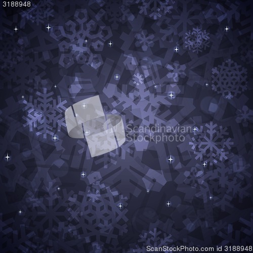 Image of Shiny Dark Snowflakes Seamless Pattern for Christmas Desing