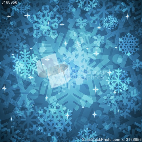 Image of Shiny Blue Snowflakes Seamless Pattern for Christmas Desing