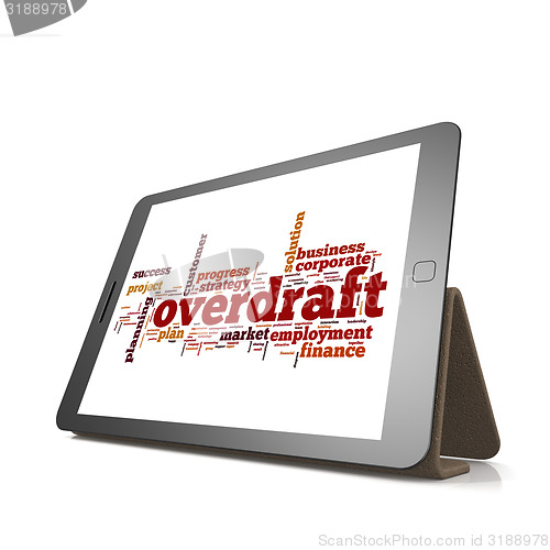 Image of Overdraft word cloud on tablet