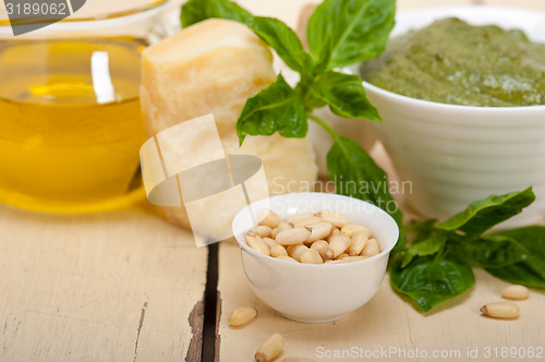 Image of Italian basil pesto sauce ingredients