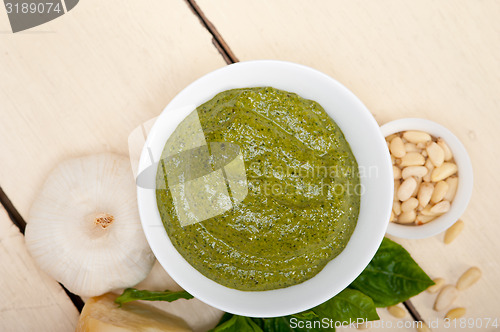 Image of Italian basil pesto sauce ingredients