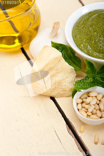 Image of Italian basil pesto sauce ingredients