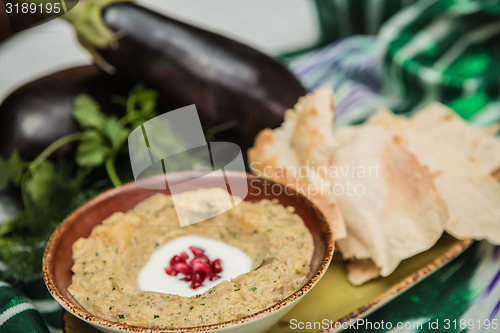 Image of Traditional arabian eggplant dip baba ganoush 