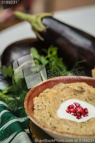 Image of Traditional arabian eggplant dip baba ganoush 