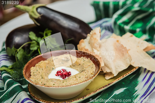 Image of Traditional arabian eggplant dip baba ganoush 