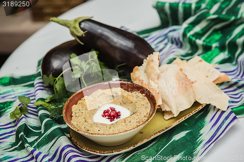 Image of Traditional arabian eggplant dip baba ganoush 