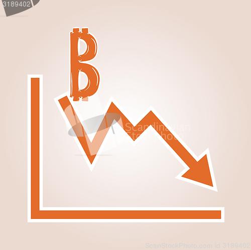 Image of decreasing graph with bitcoin symbol