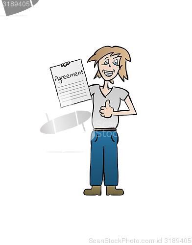 Image of happy woman with agreement paper