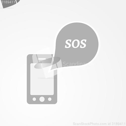 Image of phone and speak bubble with sos