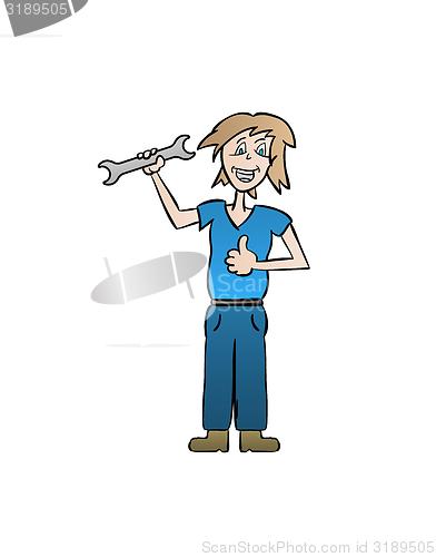 Image of woman holding spanner