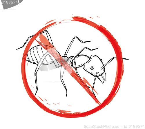 Image of danger sign with sketch of the ant