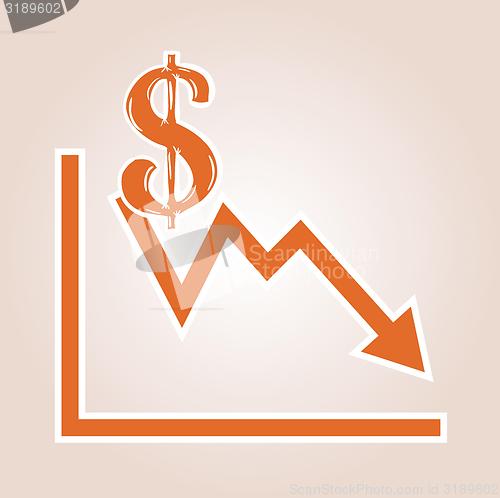Image of decreasing graph with dollar symbol