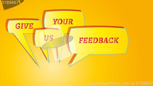 Image of give me feedback speech bubbles