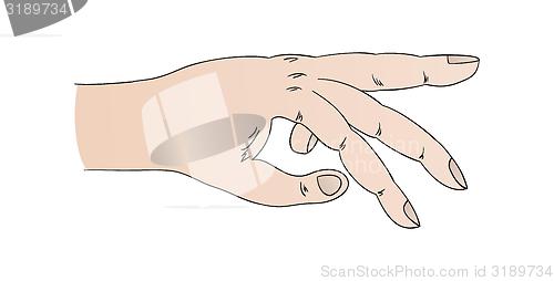 Image of human hand with pointing ring finger