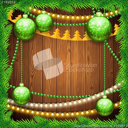 Image of Christmas Background with Green Balls