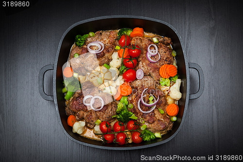 Image of Baked pork meat with vegetable