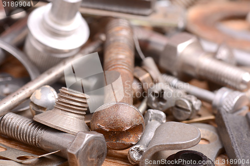 Image of Different screws and other parts, close up