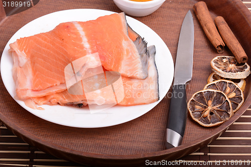 Image of Slice of red fish salmon