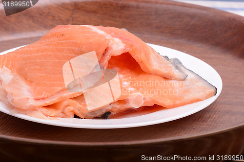 Image of Fresh uncooked red fish fillet slices